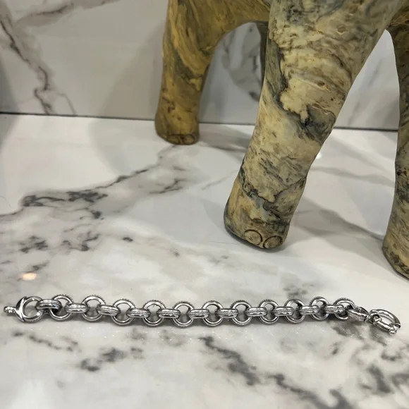 8” Miler Italy Epiphany Platinum Sterling Silver 925 Rope Texture Chain Link - Picture 5 of 11